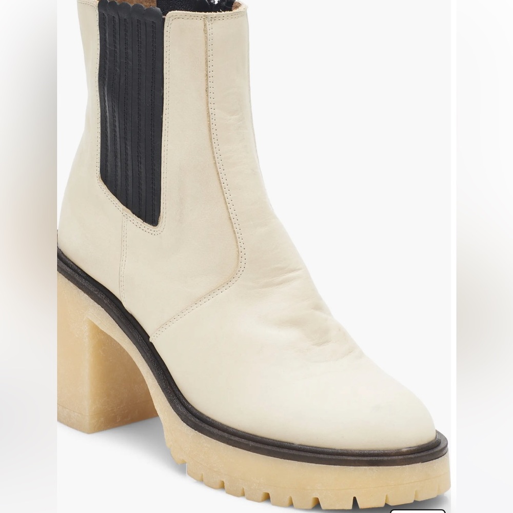 Free People Cream and Black Ankle Boots